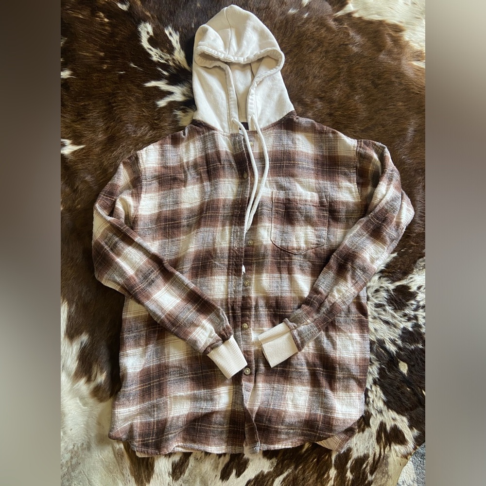 Plaid Flannel Shirt with Hood